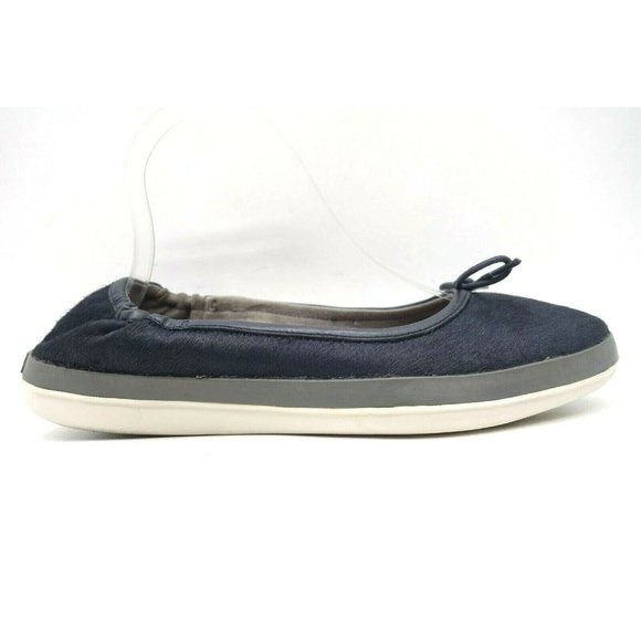 Tommy Bahama Caylee Navy Blue Calf Hair Slip On Bow Toe Flats Shoes Women's 8 B - Picture 1 of 10